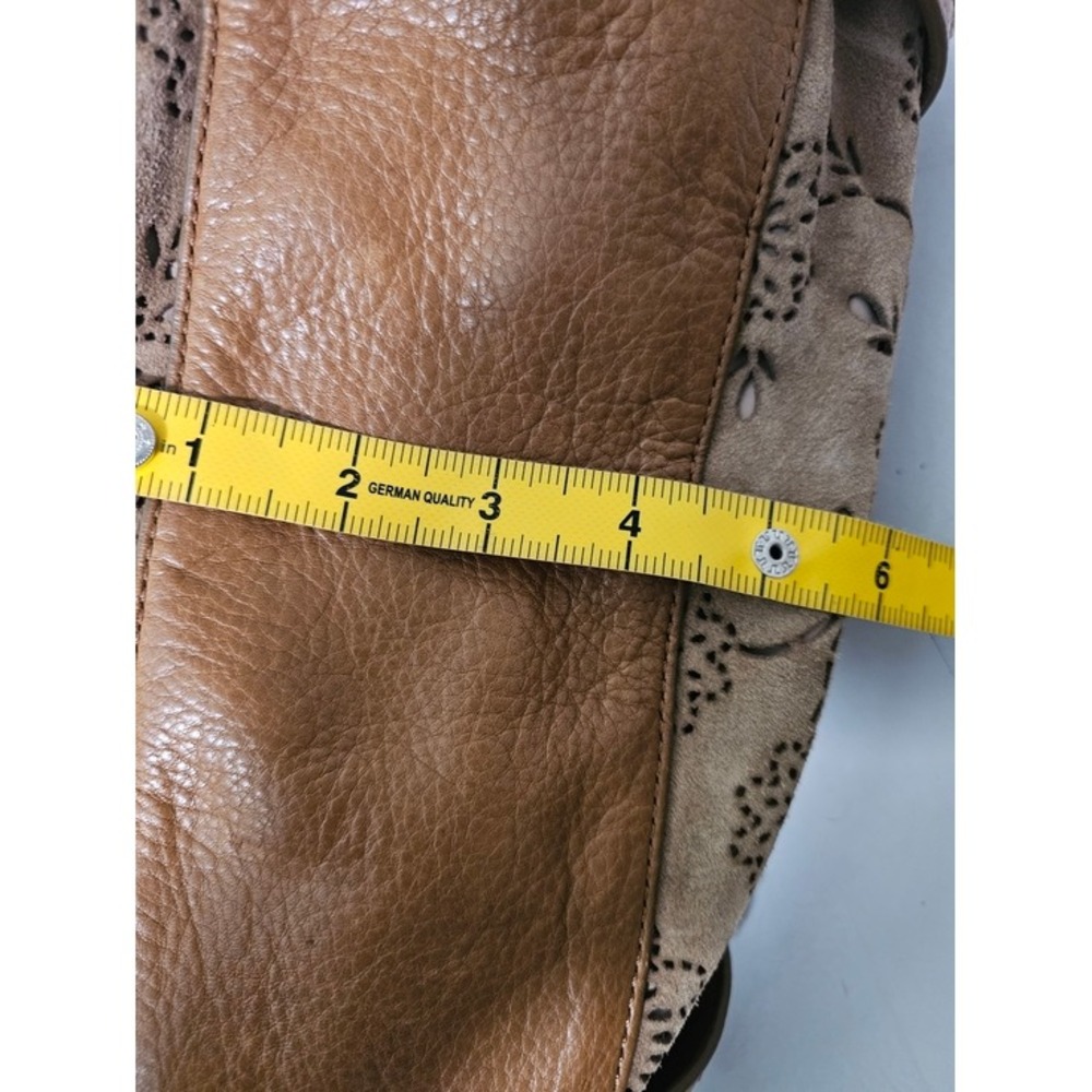 Cole Haan Brown Floral Embossed Suede Hobo Bag - Picture 12 of 14